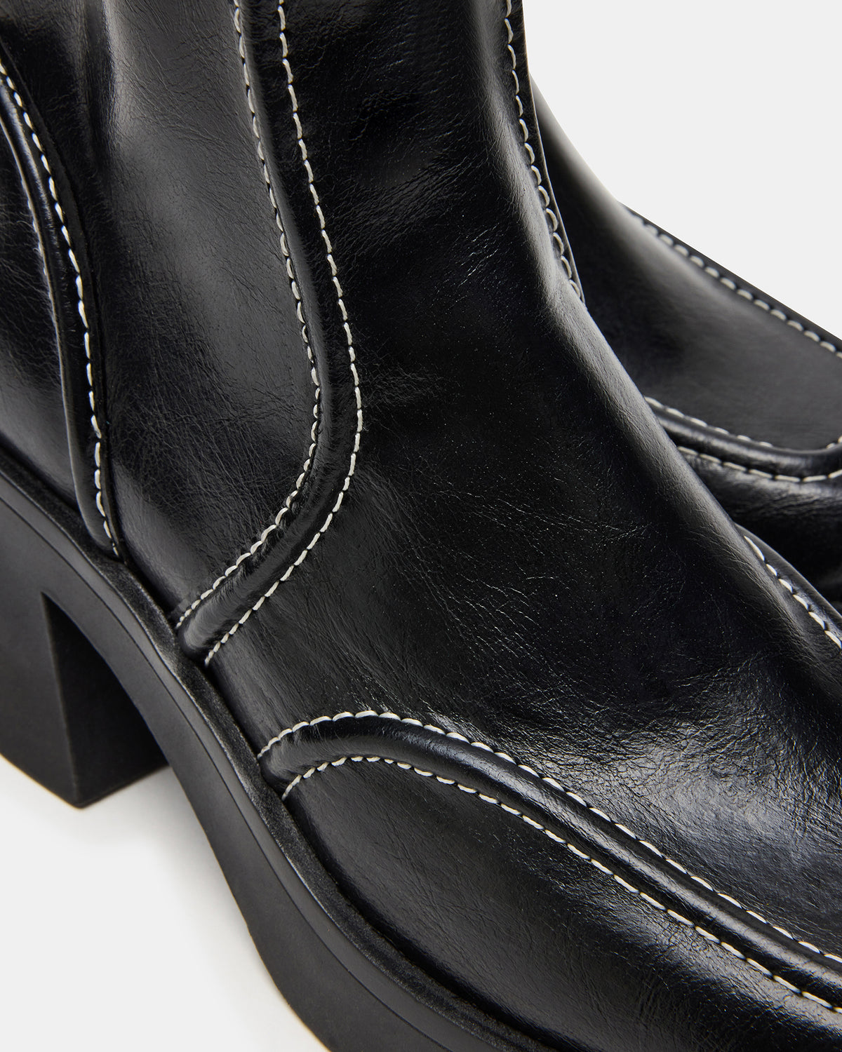 ALTER Black Patent Square-Toe Platform Block Heel Women's Ankle Boot | Steve Madden US