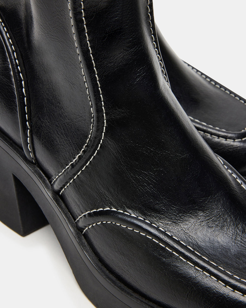 ALTER Black Patent Square-Toe Platform Block Heel Women's Ankle Boot | Steve Madden US