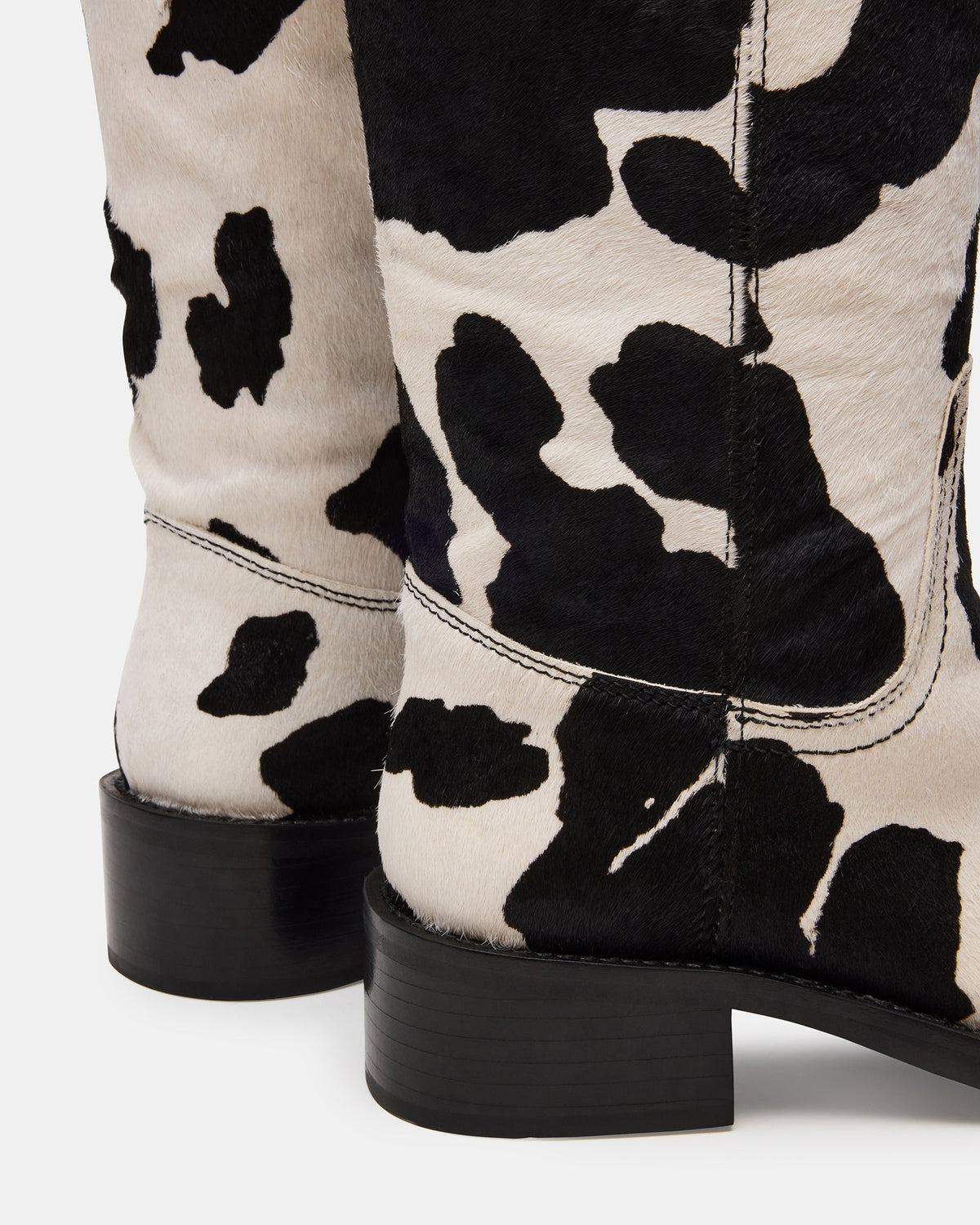 RIGGS Black Cow Print Wide Calf Square-Toe Women's Boot | Steve Madden outlet