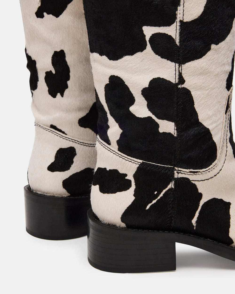 RIGGS Black Cow Print Wide Calf Square-Toe Women's Boot | Steve Madden outlet