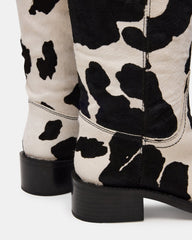 RIGGS Black Cow Print Wide Calf Square-Toe Women's Boot | Steve Madden outlet