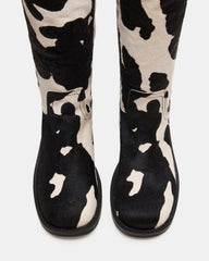 RIGGS Black Cow Print Wide Calf Square-Toe Women's Boot | Steve Madden outlet