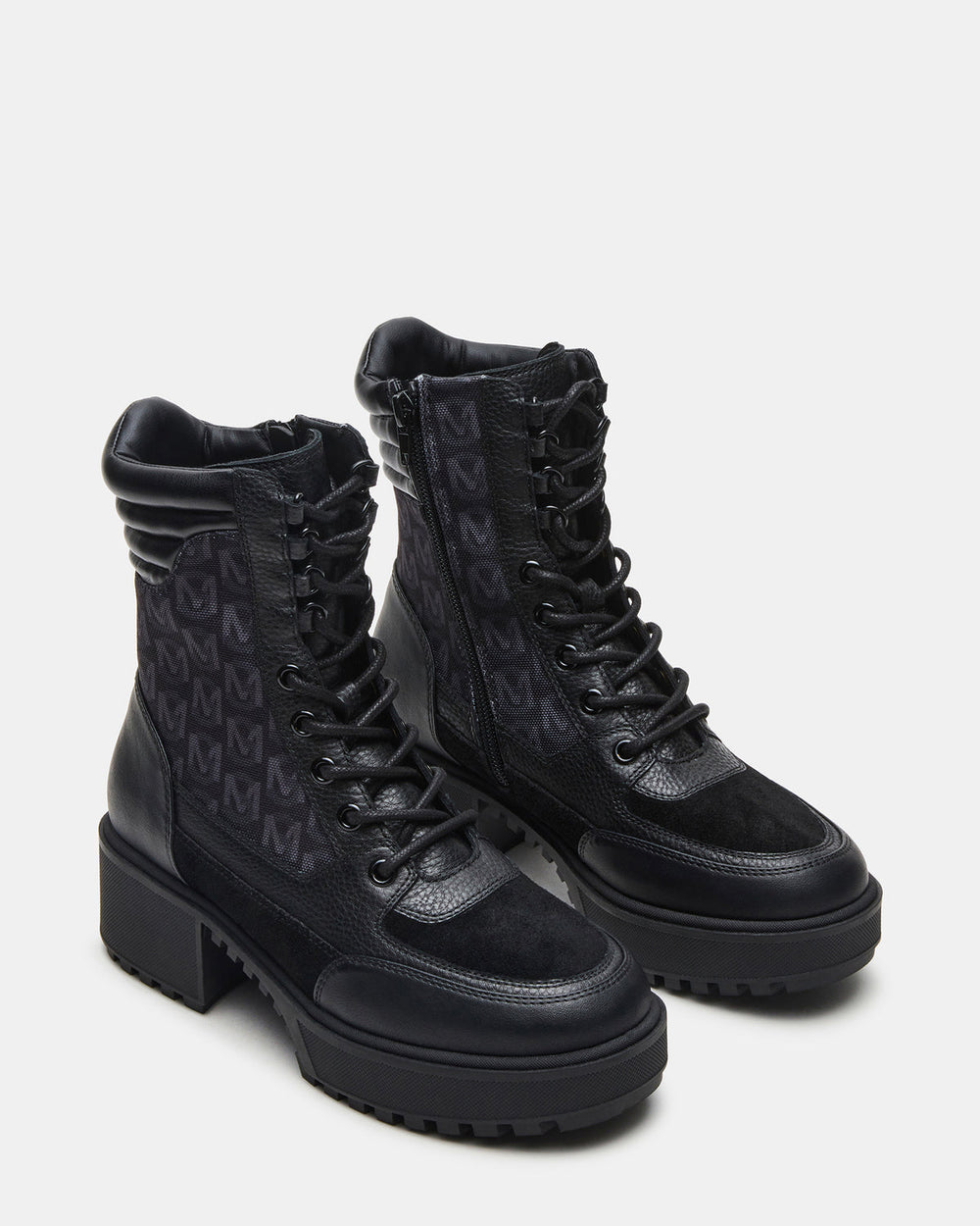 HIKER Black Multi Platform Lug Lace-Up Women's Anke Boot | Steve Madden Sale