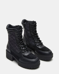 HIKER Black Multi Platform Lug Lace-Up Women's Anke Boot | Steve Madden Sale