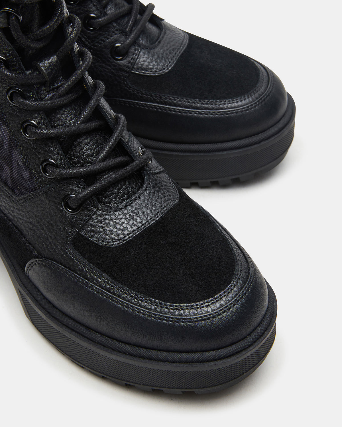 HIKER Black Multi Platform Lug Lace-Up Women's Anke Boot | Steve Madden Sale