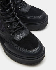 HIKER Black Multi Platform Lug Lace-Up Women's Anke Boot | Steve Madden Sale