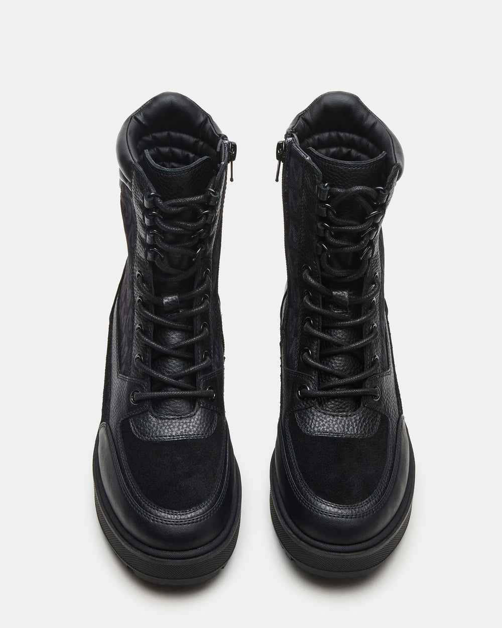 HIKER Black Multi Platform Lug Lace-Up Women's Anke Boot | Steve Madden Sale