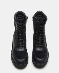 HIKER Black Multi Platform Lug Lace-Up Women's Anke Boot | Steve Madden Sale
