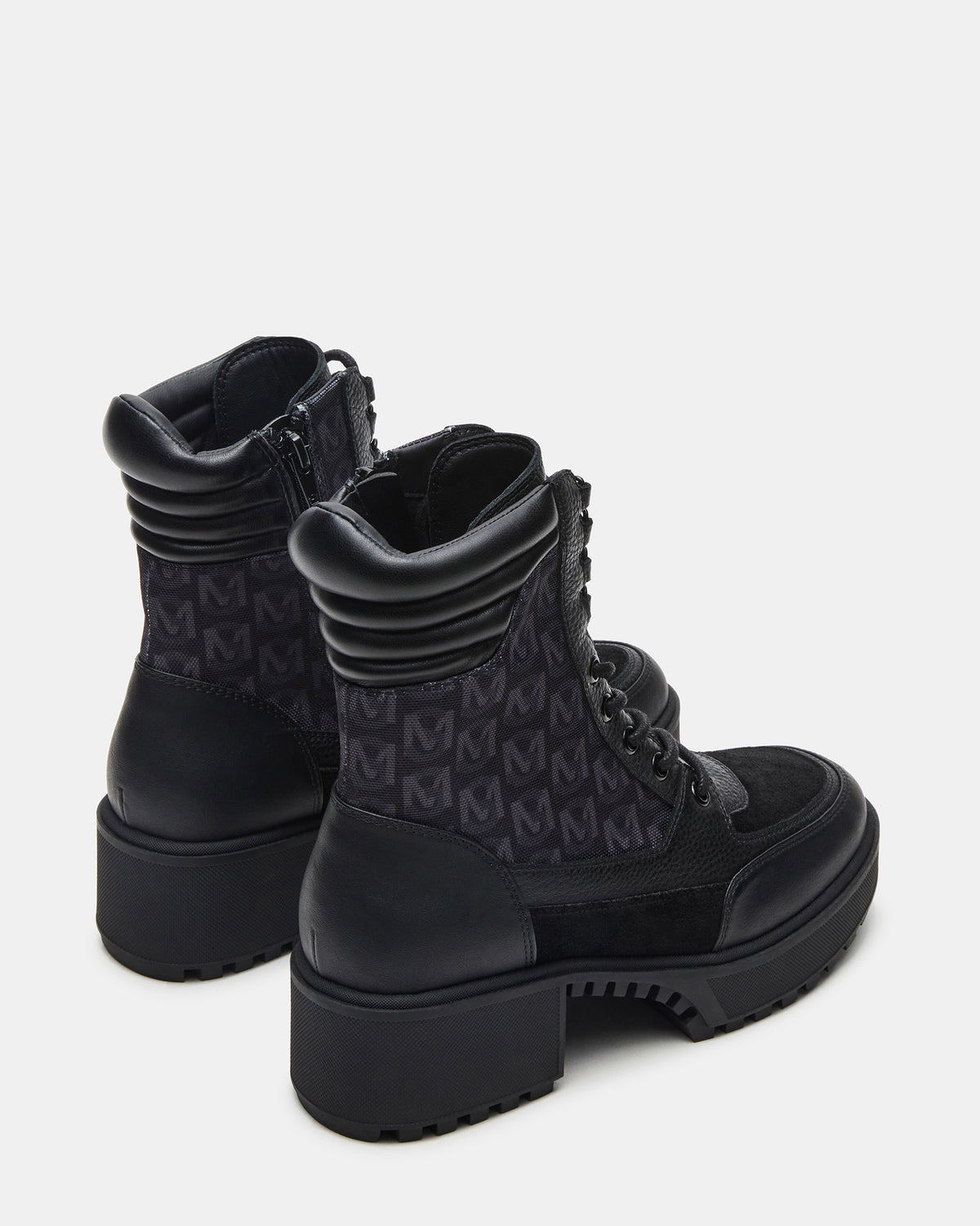 HIKER Black Multi Platform Lug Lace-Up Women's Anke Boot | Steve Madden Sale