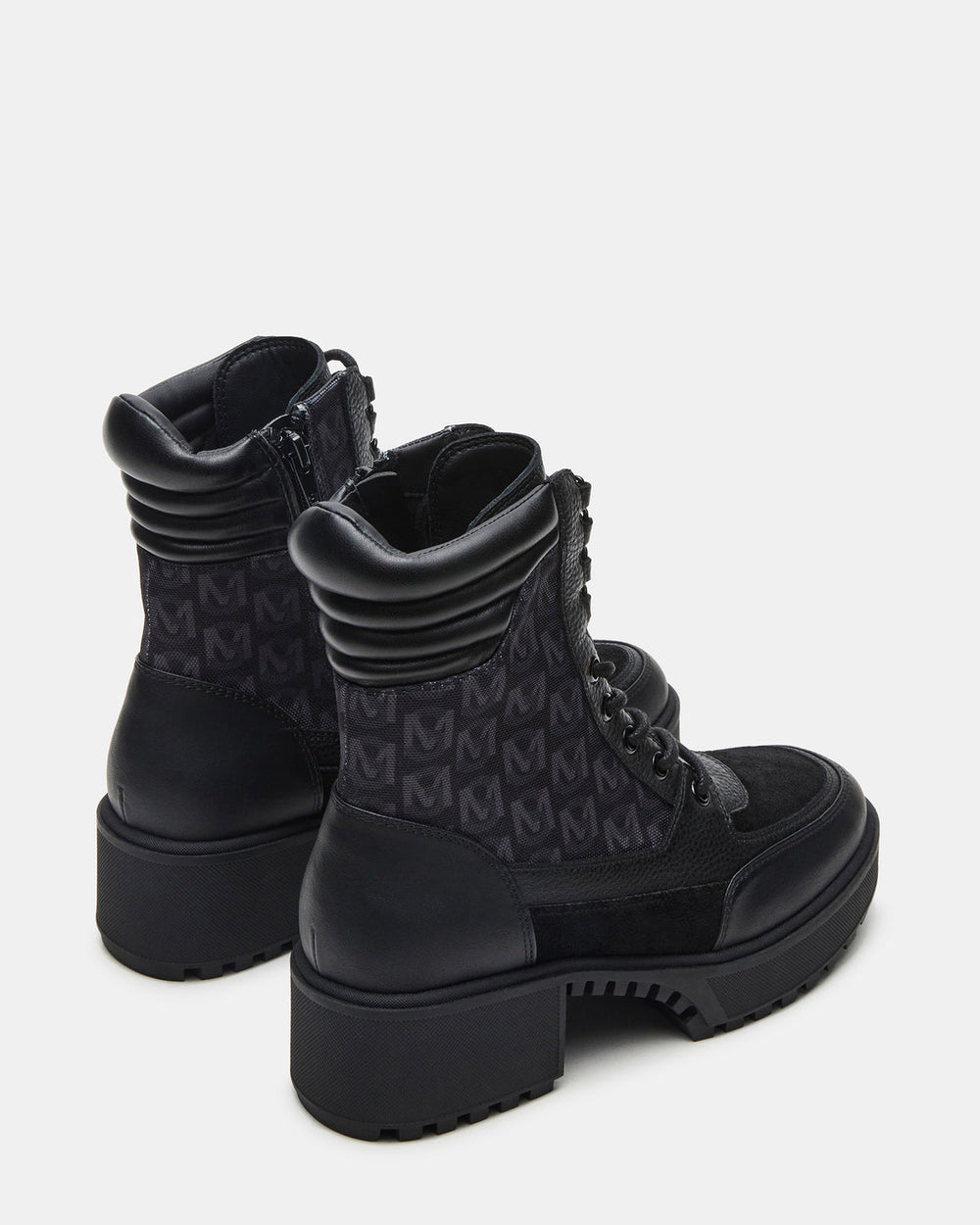 HIKER Black Multi Platform Lug Lace-Up Women's Anke Boot | Steve Madden Sale