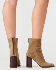 OBSESSION Taupe Suede Rounded Toe Block Heel Women's Ankle Boot | Steve Madden for Sale