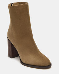 OBSESSION Taupe Suede Rounded Toe Block Heel Women's Ankle Boot | Steve Madden for Sale