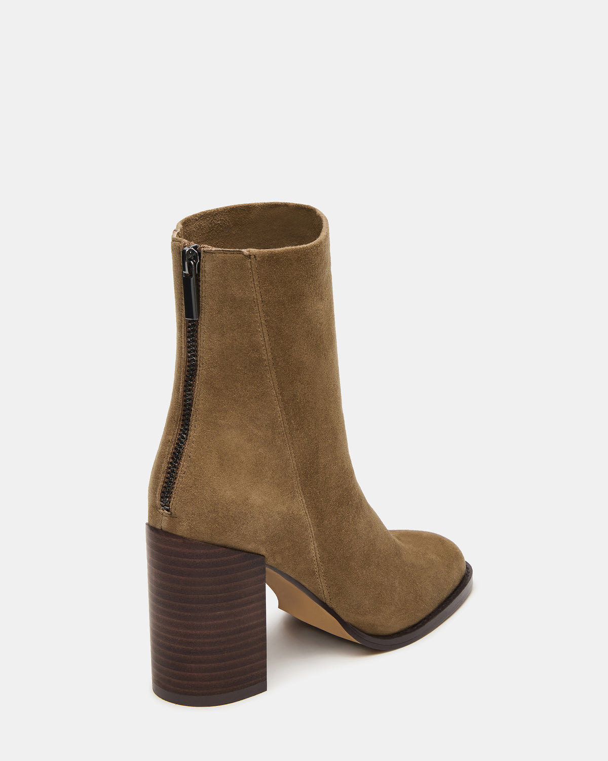 OBSESSION Taupe Suede Rounded Toe Block Heel Women's Ankle Boot | Steve Madden for Sale
