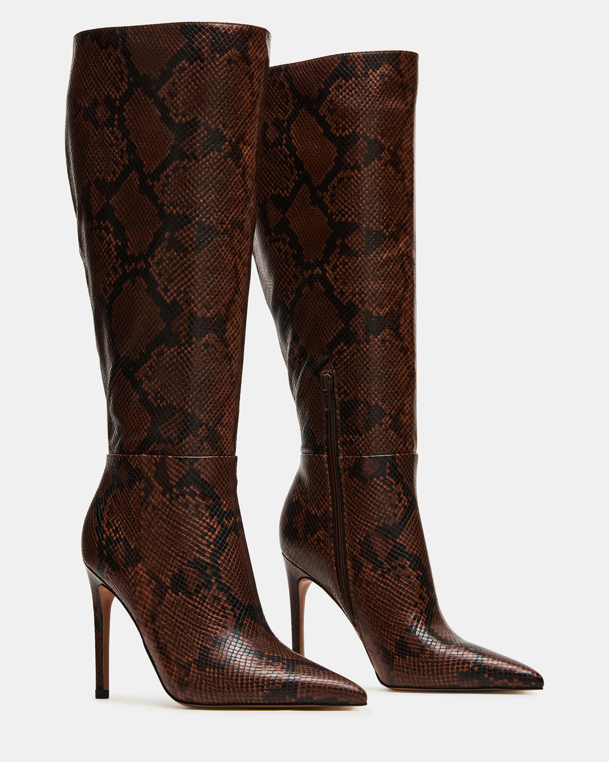 NITRO Brown Snake Wife Calf Pointed-Toe Stiletto Heel Knee-High Women's Boots | Steve Madden discount