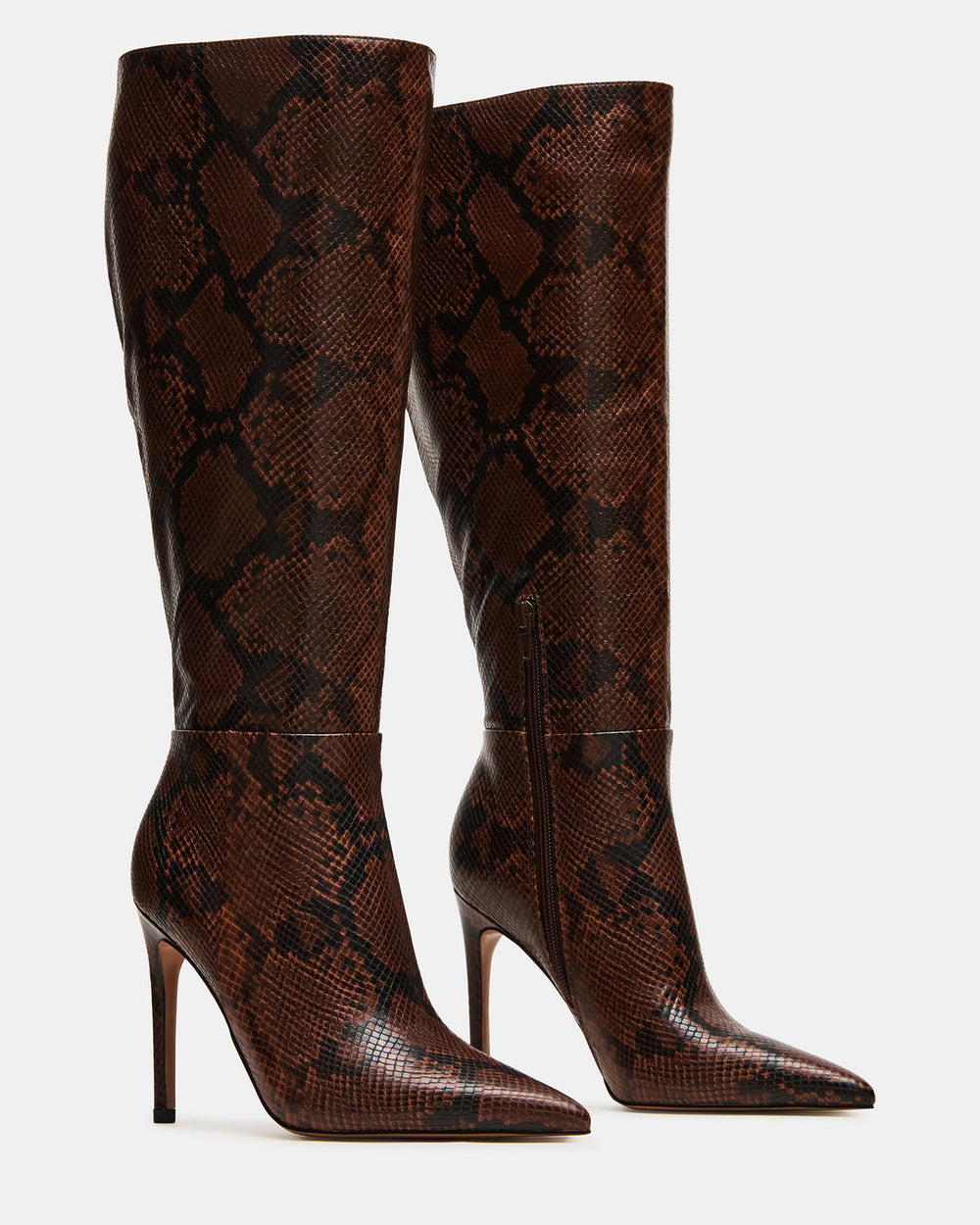 NITRO Brown Snake Wife Calf Pointed-Toe Stiletto Heel Knee-High Women's Boots | Steve Madden discount