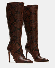 NITRO Brown Snake Wife Calf Pointed-Toe Stiletto Heel Knee-High Women's Boots | Steve Madden discount