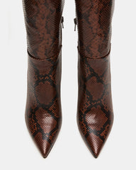 NITRO Brown Snake Wife Calf Pointed-Toe Stiletto Heel Knee-High Women's Boots | Steve Madden discount