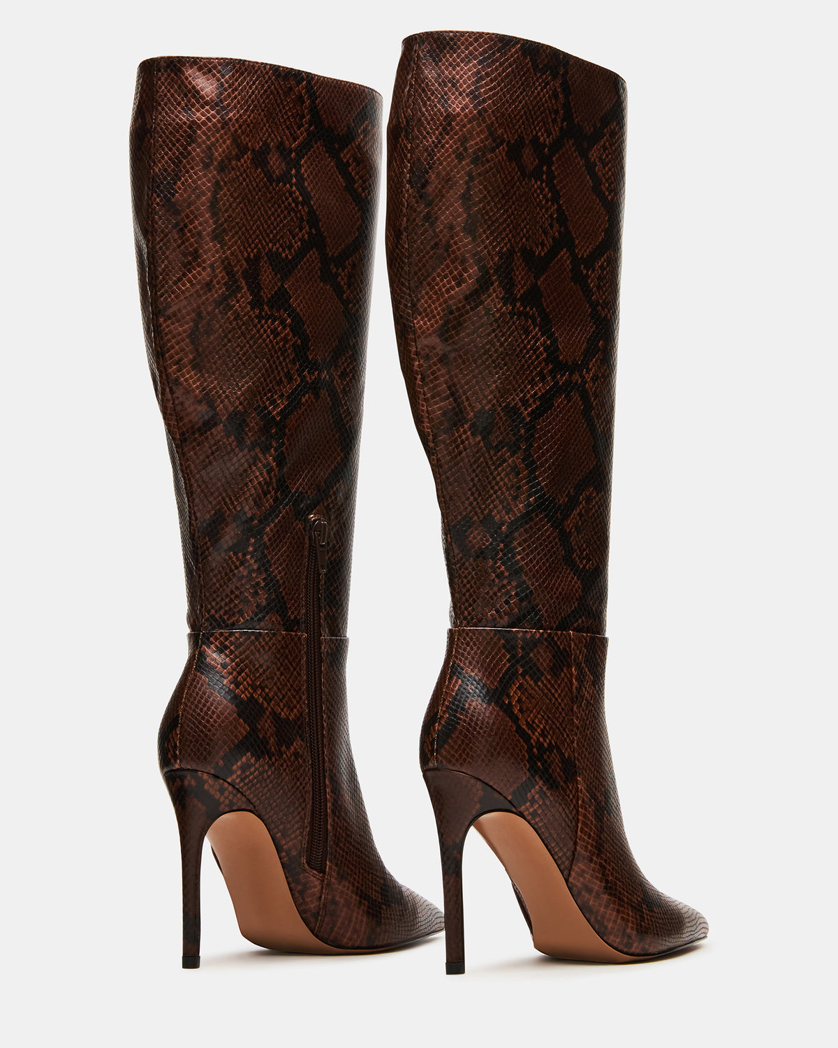 NITRO Brown Snake Wife Calf Pointed-Toe Stiletto Heel Knee-High Women's Boots | Steve Madden discount