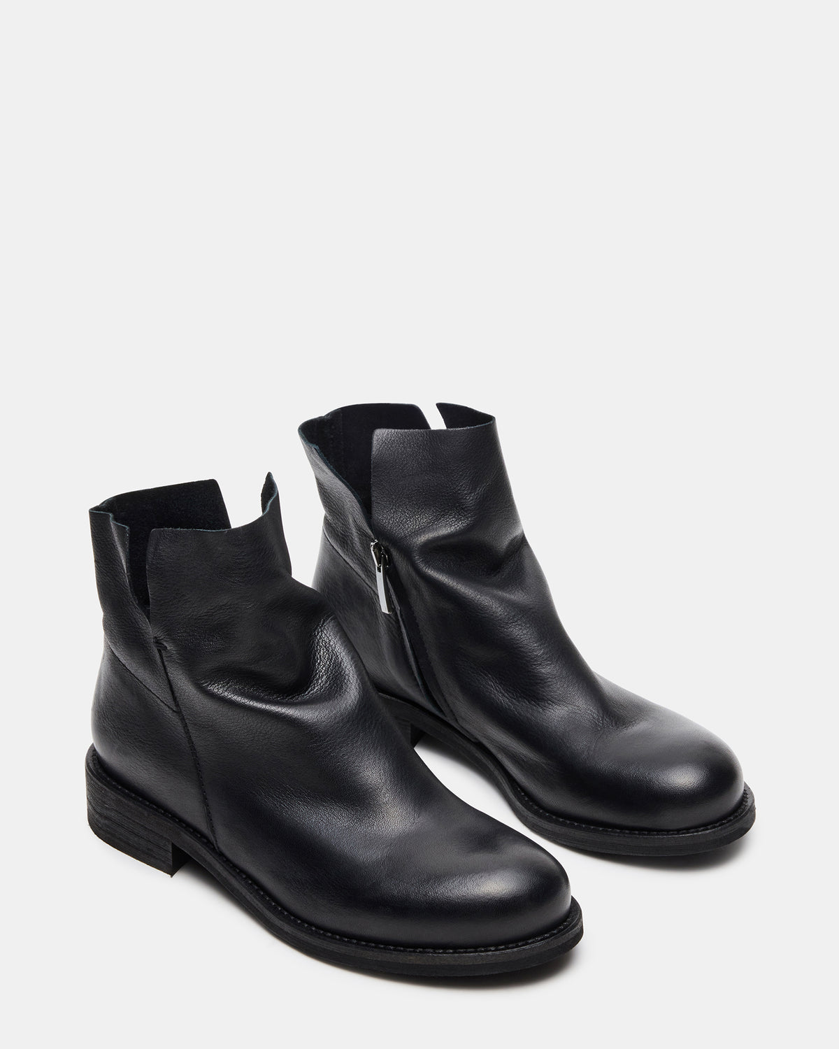 HUGHIE Black Leather Women's Ankle Boot | Steve Madden US