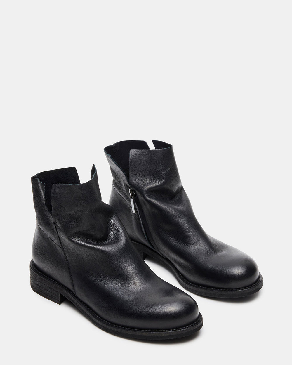HUGHIE Black Leather Women's Ankle Boot | Steve Madden US