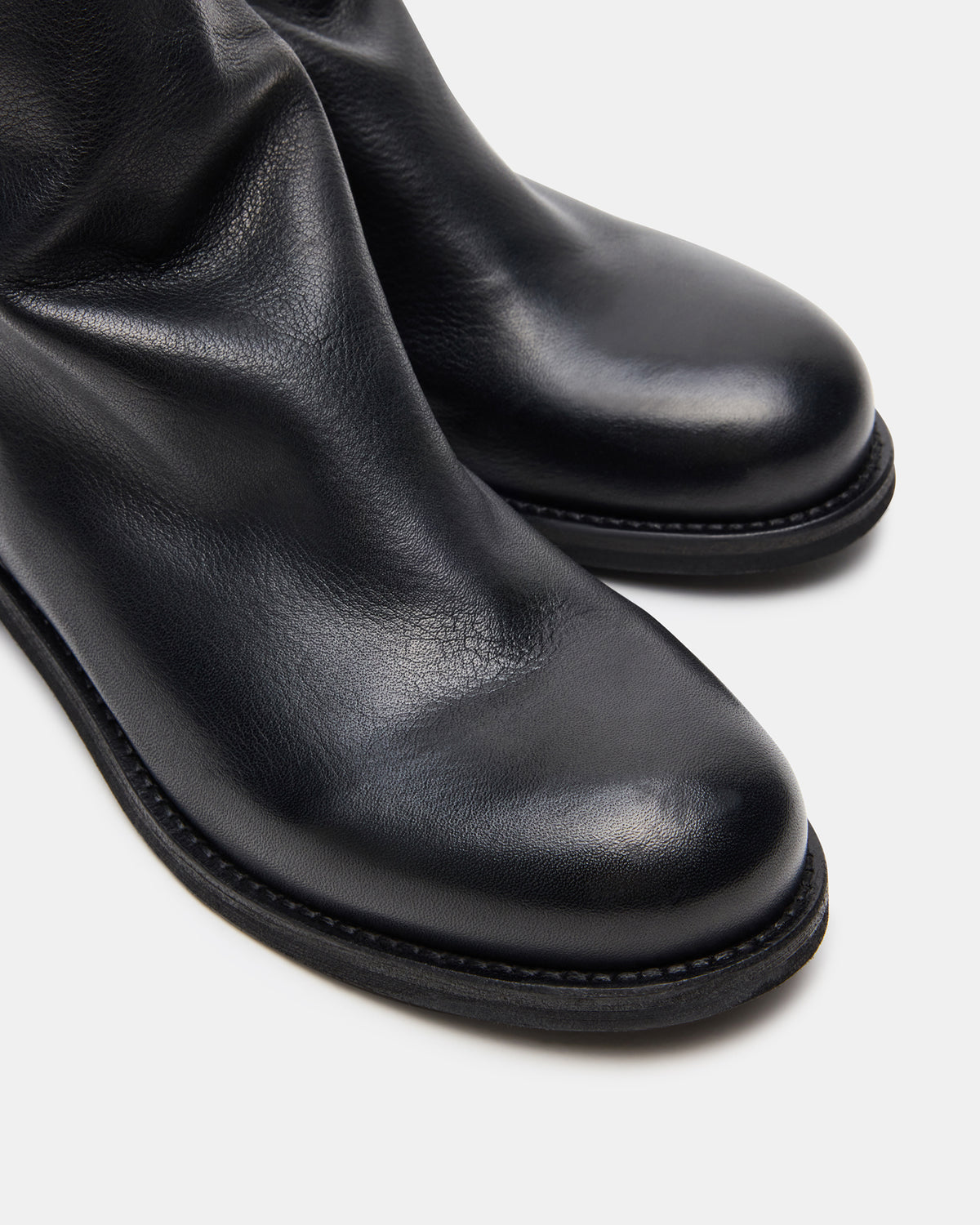 HUGHIE Black Leather Women's Ankle Boot | Steve Madden US