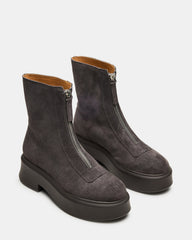 JONES Grey Suede Zipper Lug Women's Ankle Boot | Steve Madden outlet
