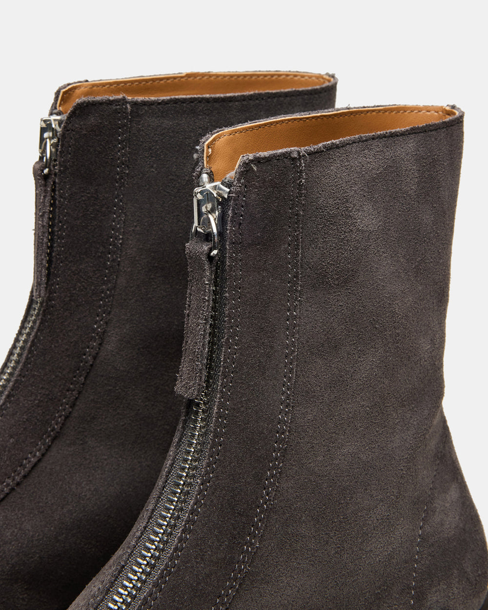 JONES Grey Suede Zipper Lug Women's Ankle Boot | Steve Madden outlet