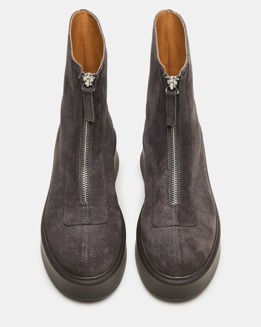 JONES Grey Suede Zipper Lug Women's Ankle Boot | Steve Madden outlet