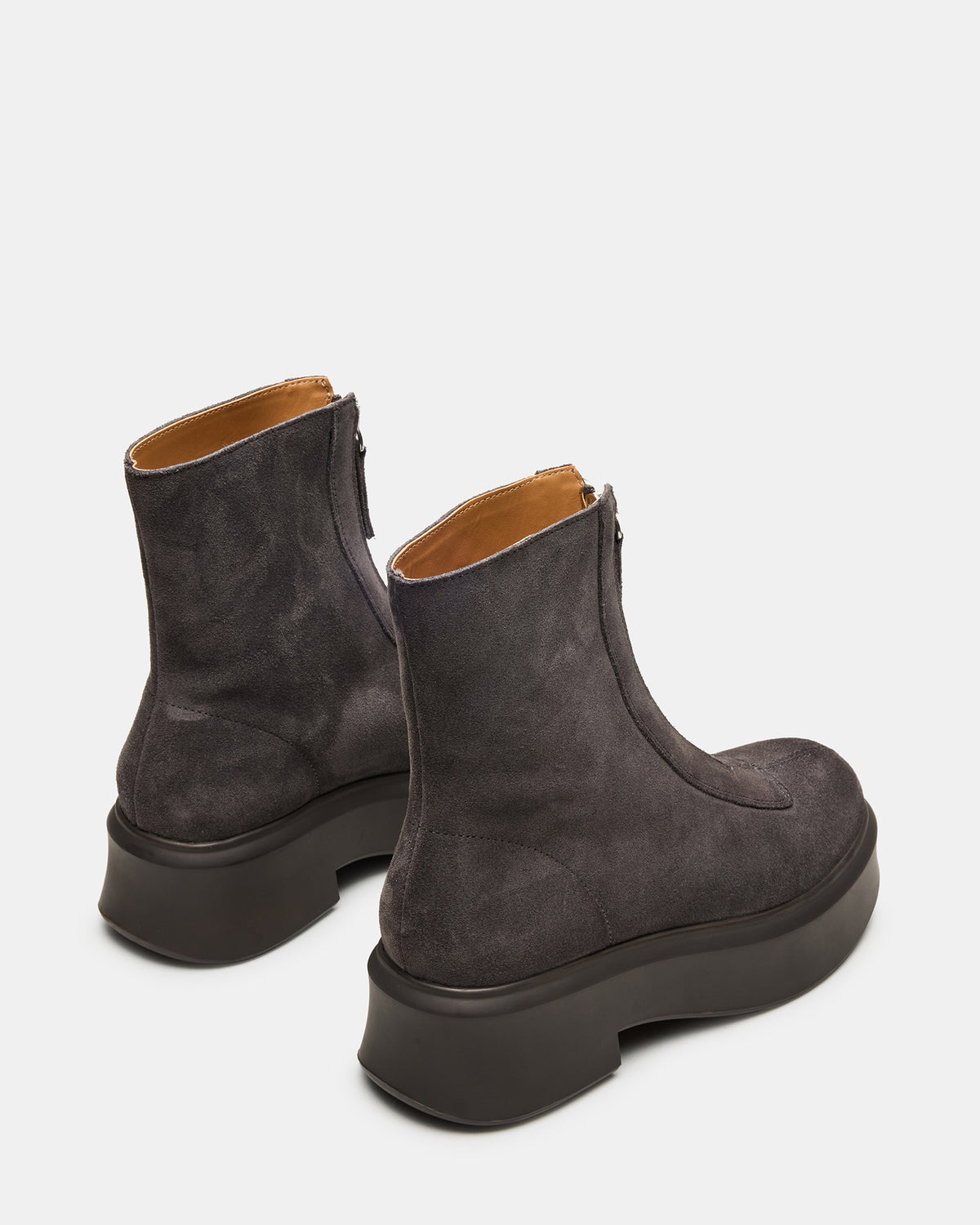 JONES Grey Suede Zipper Lug Women's Ankle Boot | Steve Madden outlet