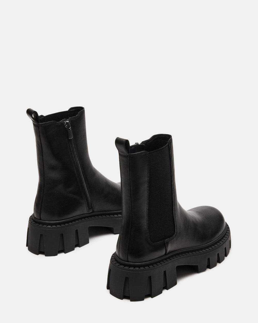 CHARGES Black Leather Platform Bootie | Women's Booties | Steve Madden Sale