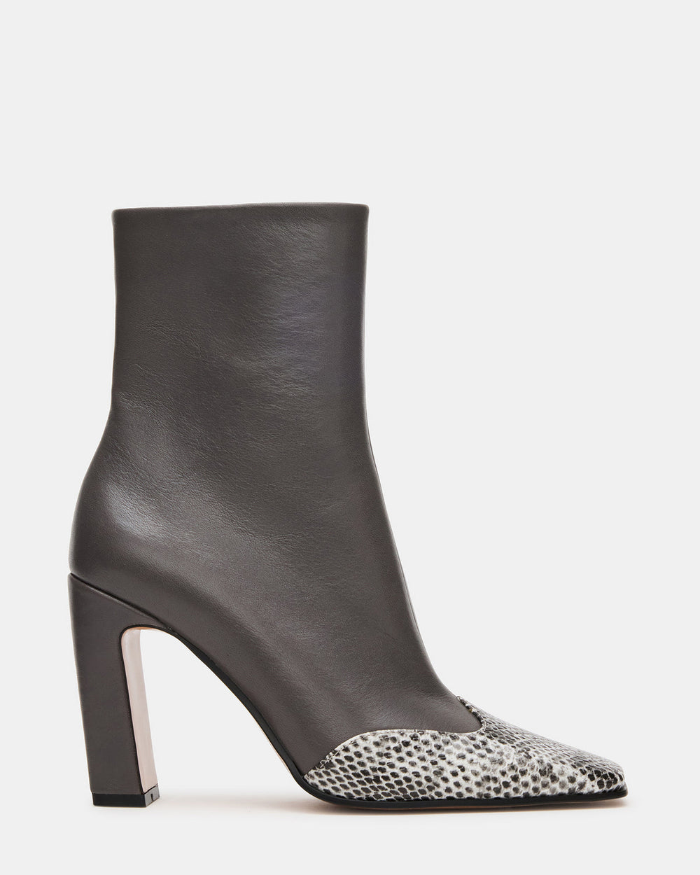 LYLE Grey Leather Square-Toe Heeled Women's Ankle Boot | Steve Madden online