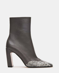 LYLE Grey Leather Square-Toe Heeled Women's Ankle Boot | Steve Madden online