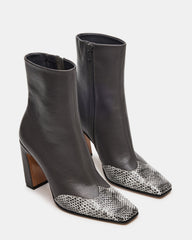 LYLE Grey Leather Square-Toe Heeled Women's Ankle Boot | Steve Madden online