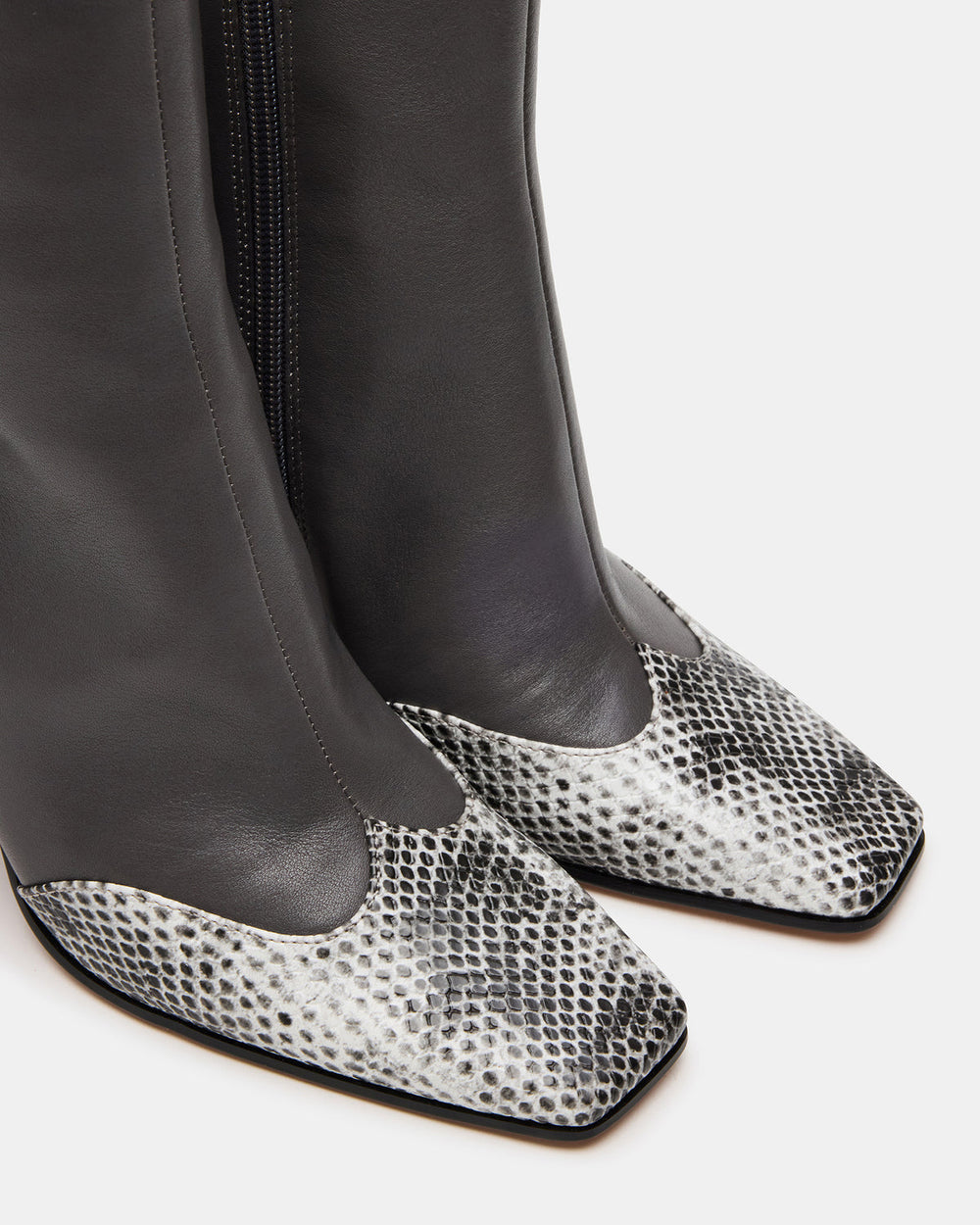 LYLE Grey Leather Square-Toe Heeled Women's Ankle Boot | Steve Madden online