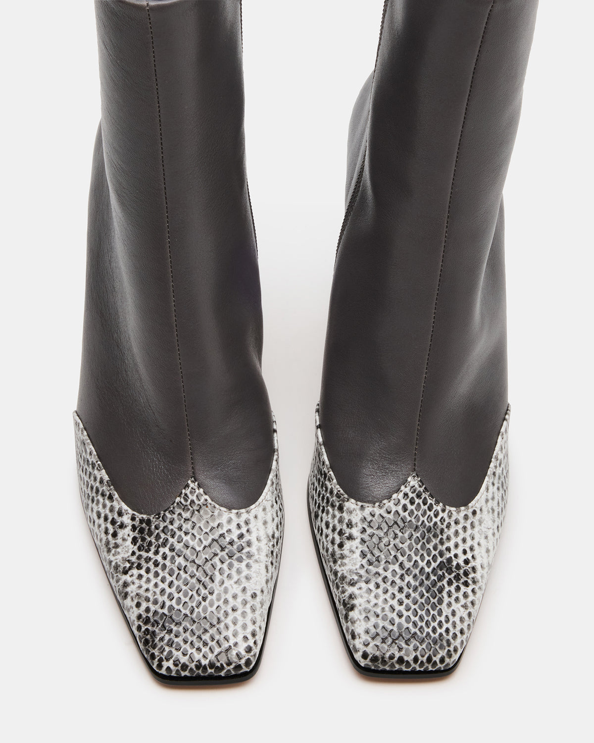 LYLE Grey Leather Square-Toe Heeled Women's Ankle Boot | Steve Madden online