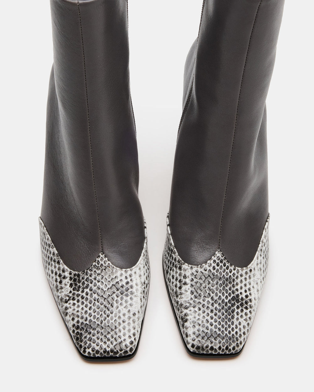 LYLE Grey Leather Square-Toe Heeled Women's Ankle Boot | Steve Madden online