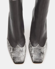 LYLE Grey Leather Square-Toe Heeled Women's Ankle Boot | Steve Madden online