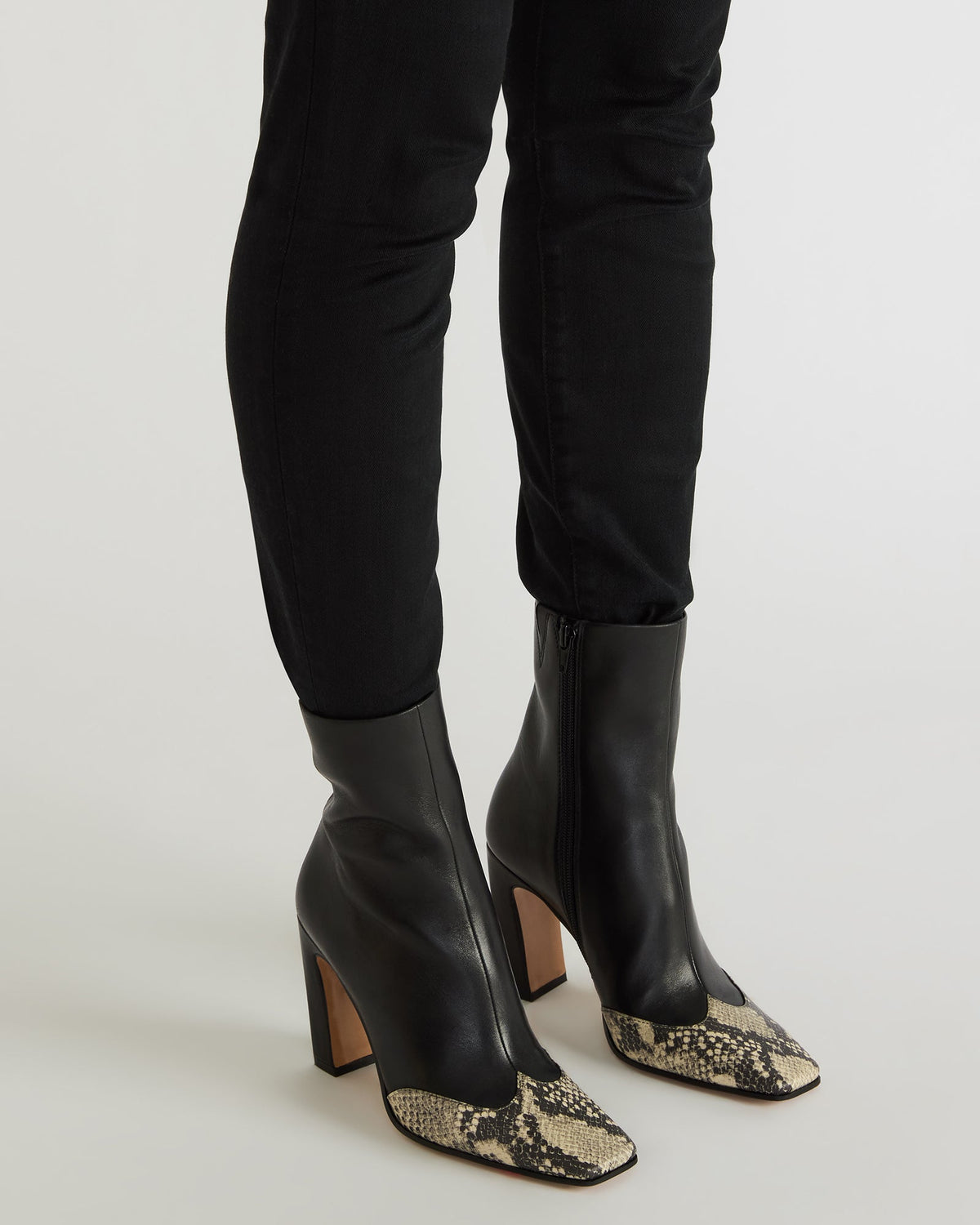LYLE Grey Leather Square-Toe Heeled Women's Ankle Boot | Steve Madden online
