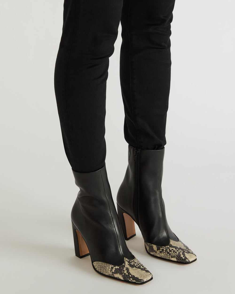 LYLE Grey Leather Square-Toe Heeled Women's Ankle Boot | Steve Madden online