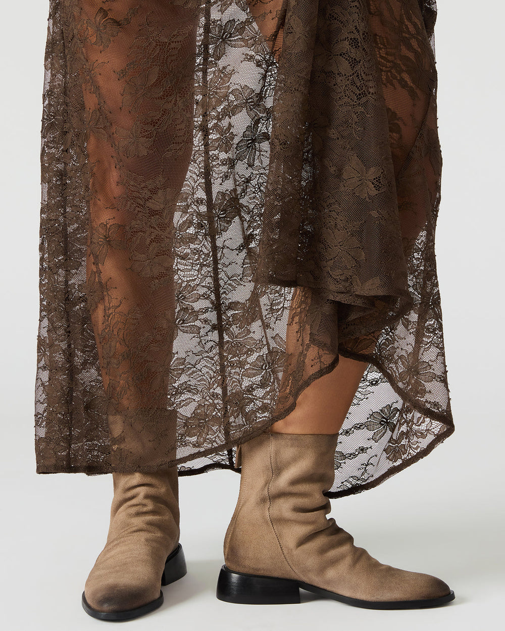 NEXIE Taupe Suede Women's Pointed-Toe Ankle Boot | Steve Madden US