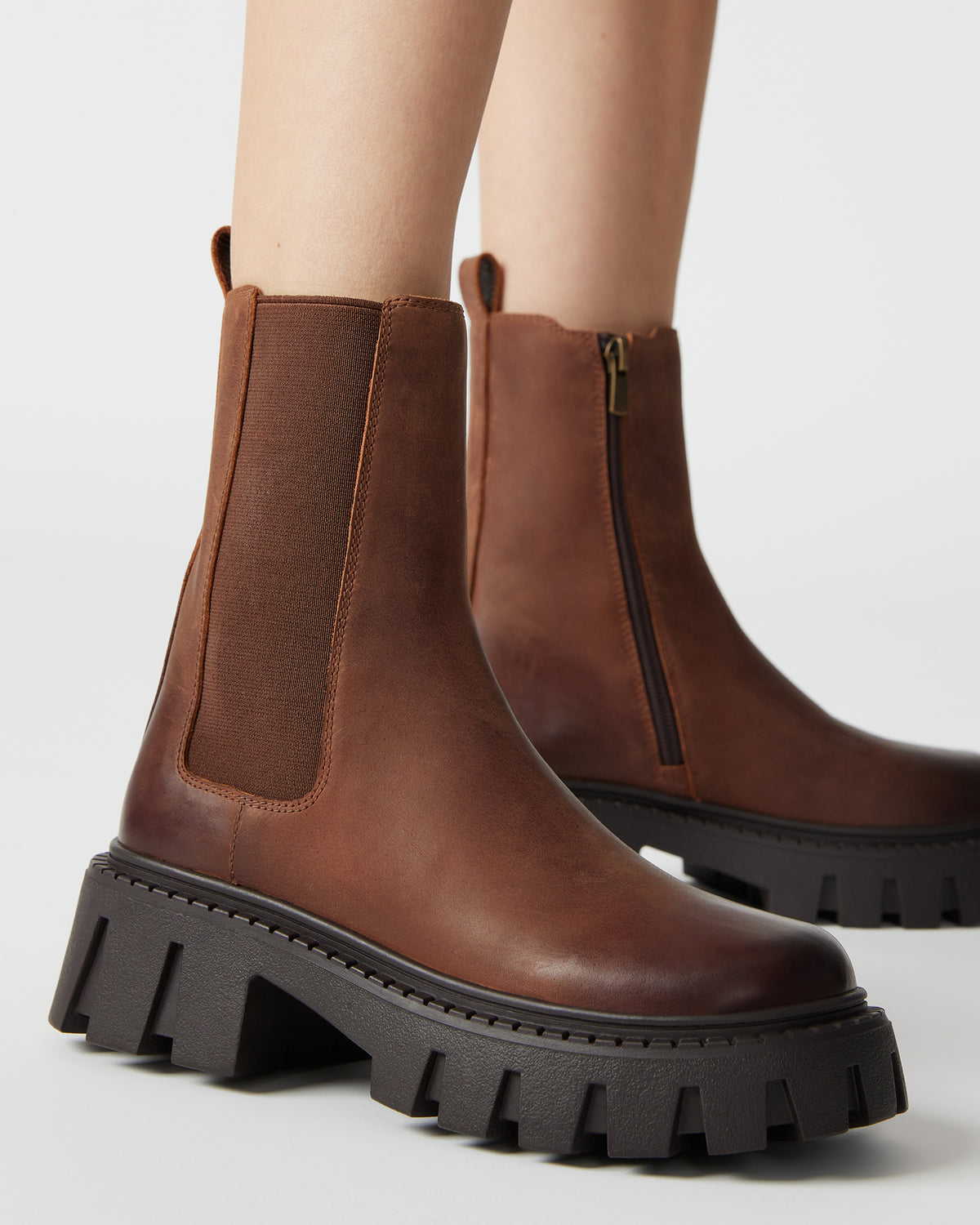 CHARGES Brown Distressed Platform Bootie | Women's Booties | Steve Madden Sale
