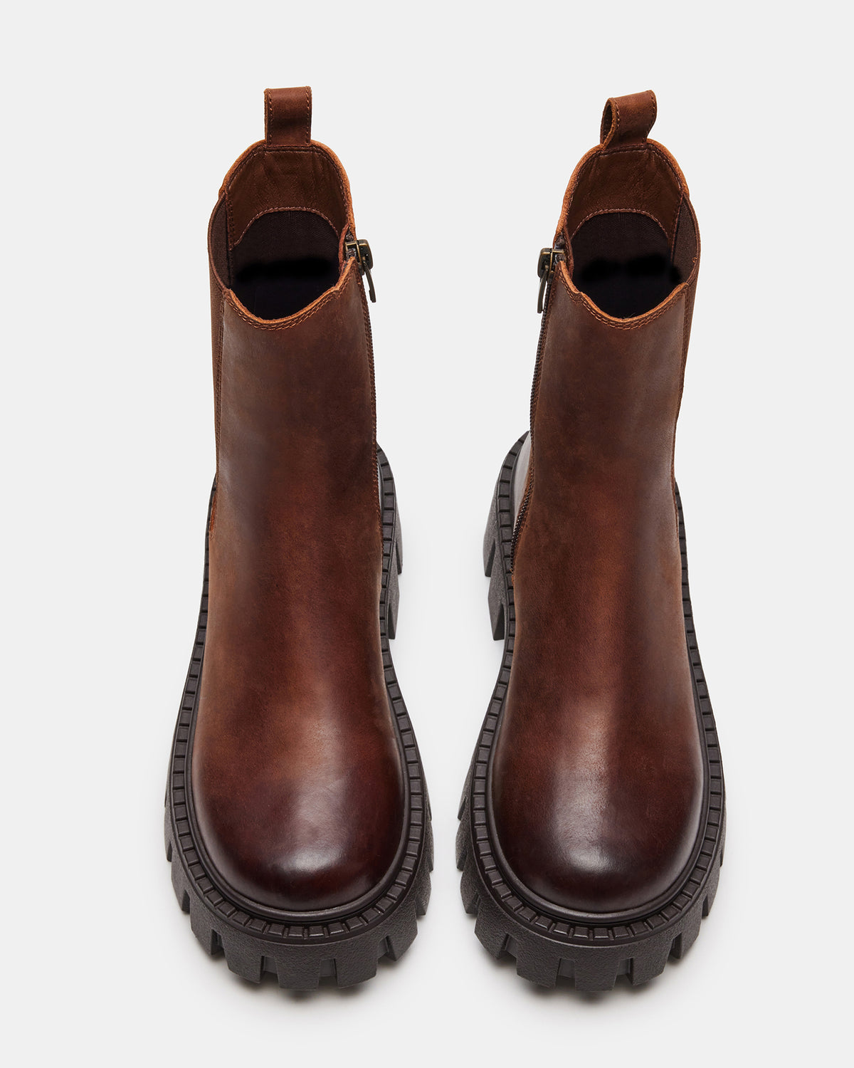 CHARGES Brown Distressed Platform Bootie | Women's Booties | Steve Madden Sale
