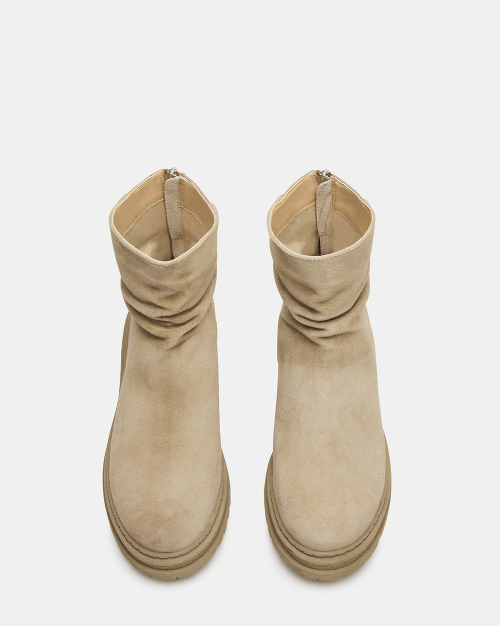 ESSENTIAL Taupe Suede Scrunched Ankle Boot | Women's Booties | Steve Madden for Sale