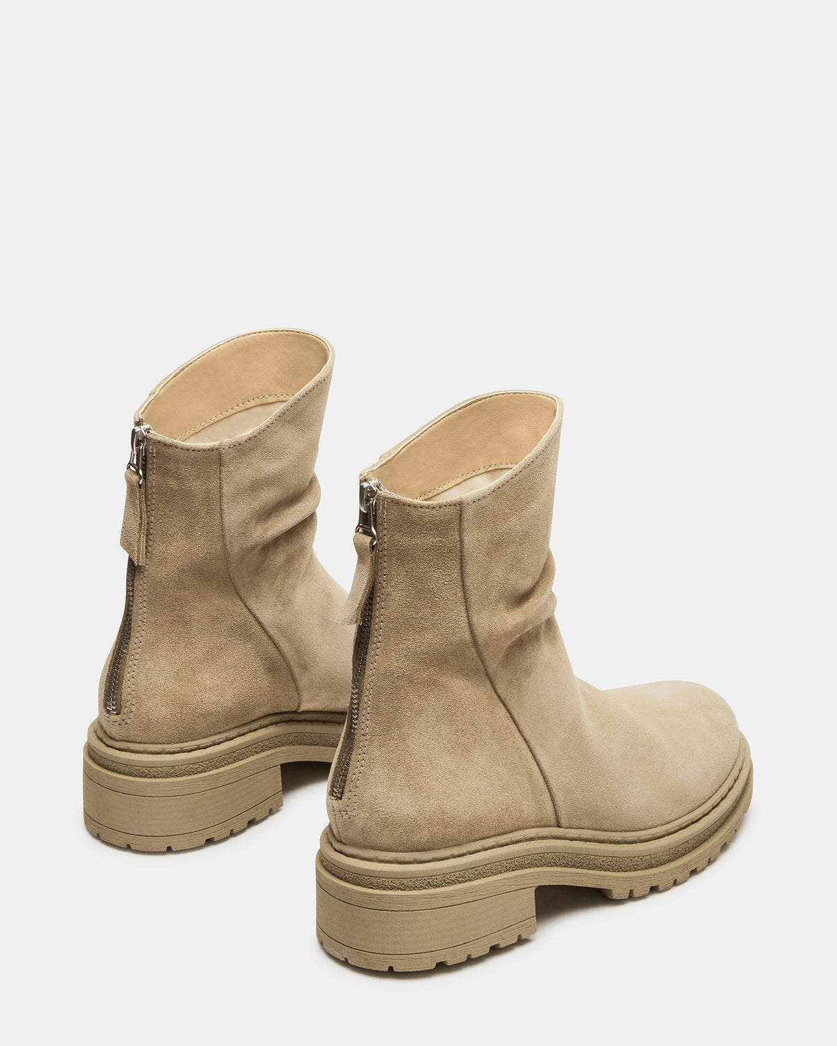 ESSENTIAL Taupe Suede Scrunched Ankle Boot | Women's Booties | Steve Madden for Sale