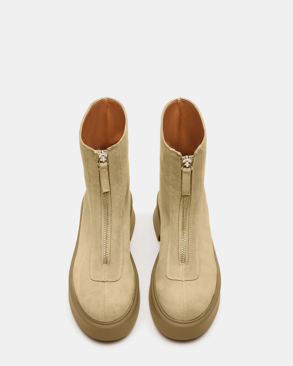 JONES Tan Suede Zipper Lug Women's Ankle Boot | Steve Madden US