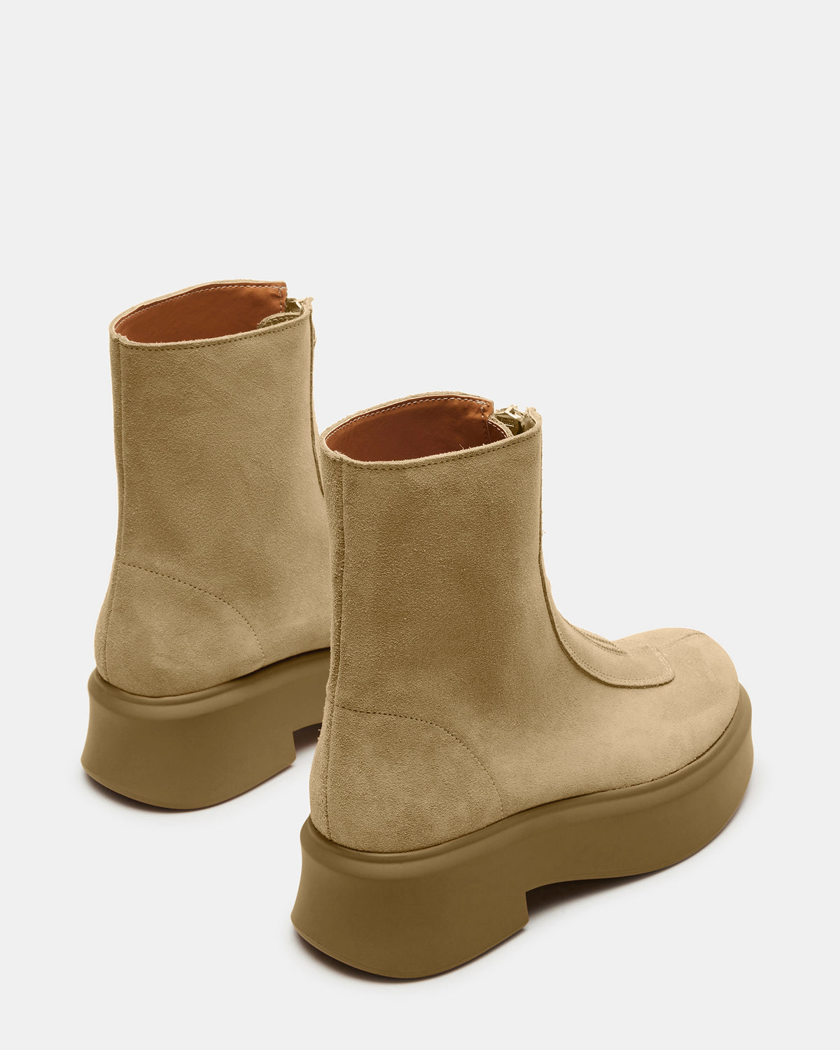 JONES Tan Suede Zipper Lug Women's Ankle Boot | Steve Madden US