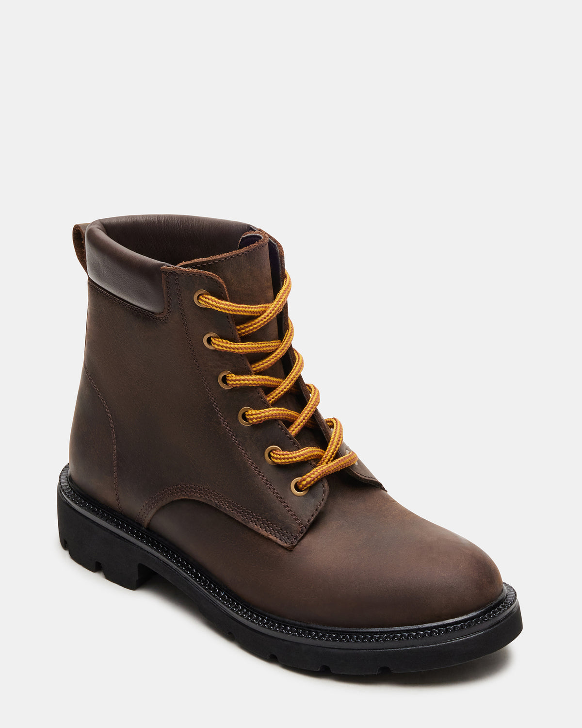 WYLDER Brown Leather Ankle Boot | Women's Booties | Steve Madden Sale