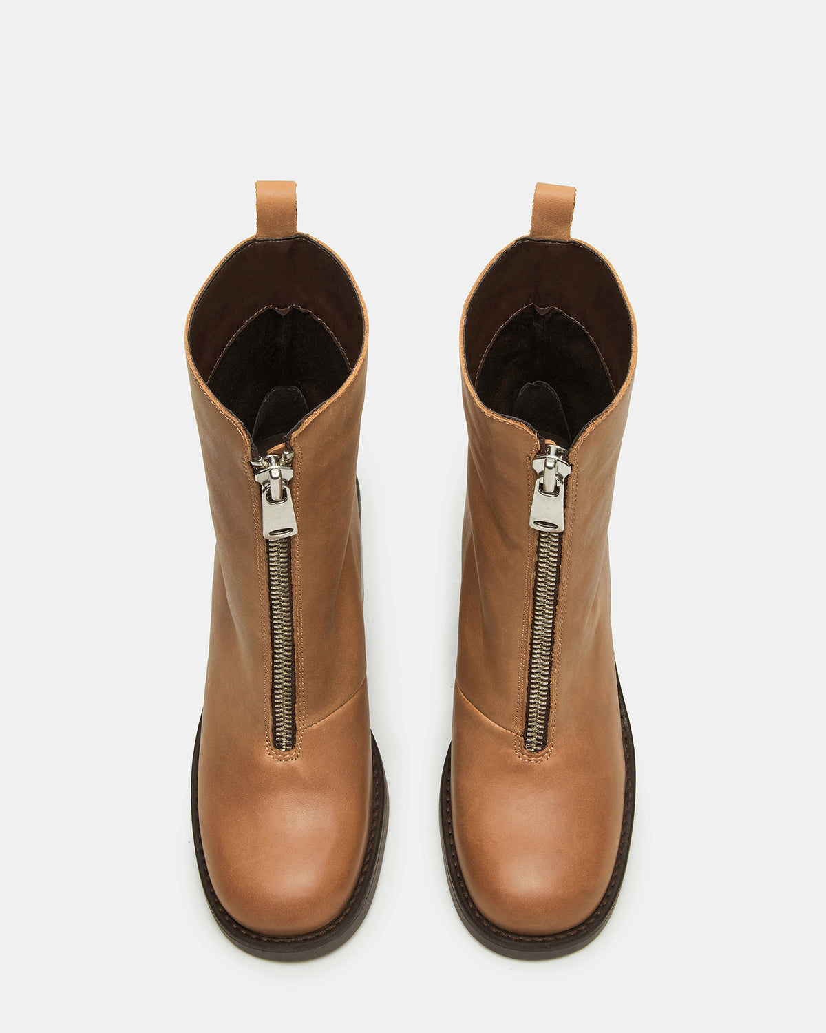 DECLAN Cognac Leather Block Heeled Ankle Boot | Women's Booties | Steve Madden near me