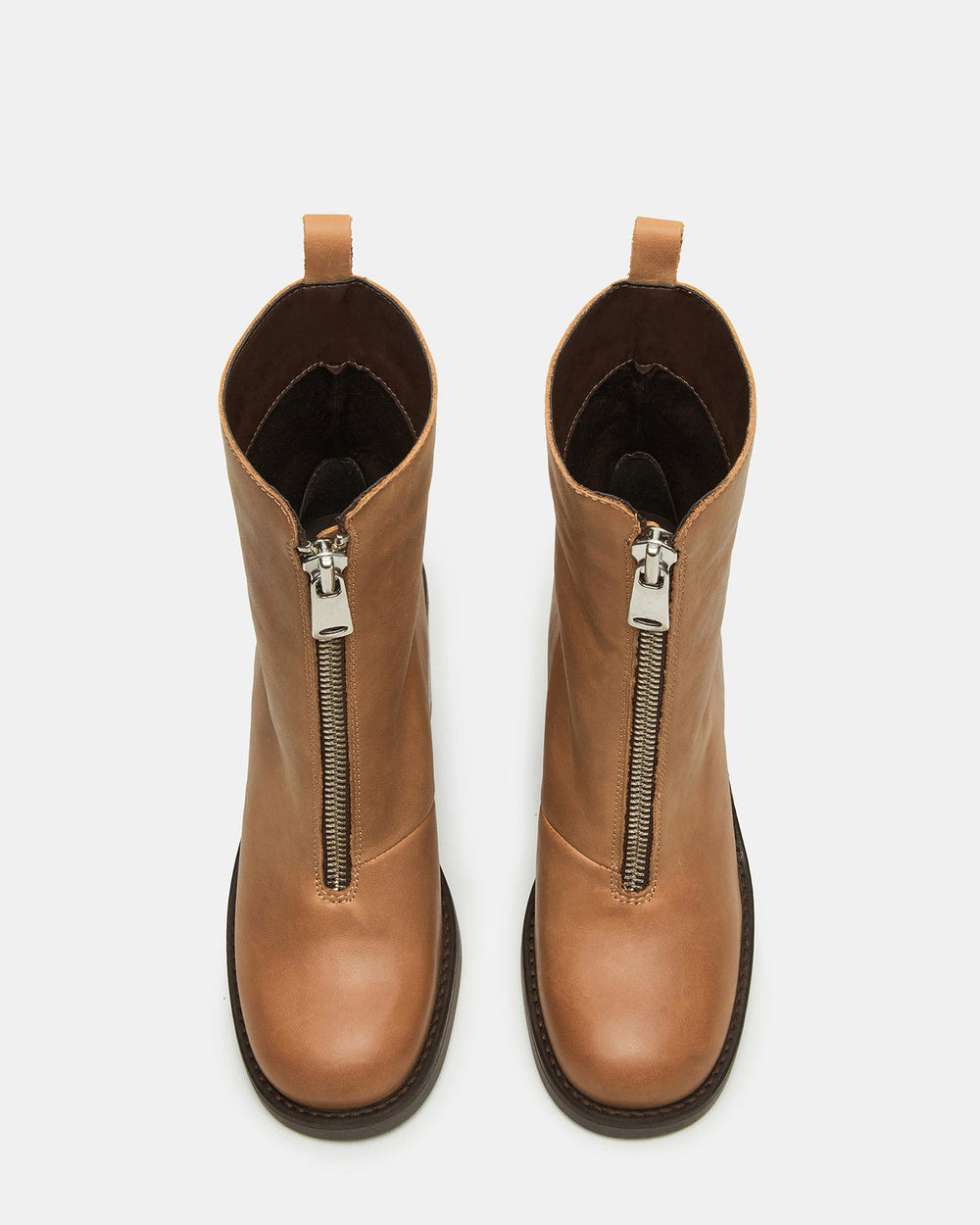 DECLAN Cognac Leather Block Heeled Ankle Boot | Women's Booties | Steve Madden near me