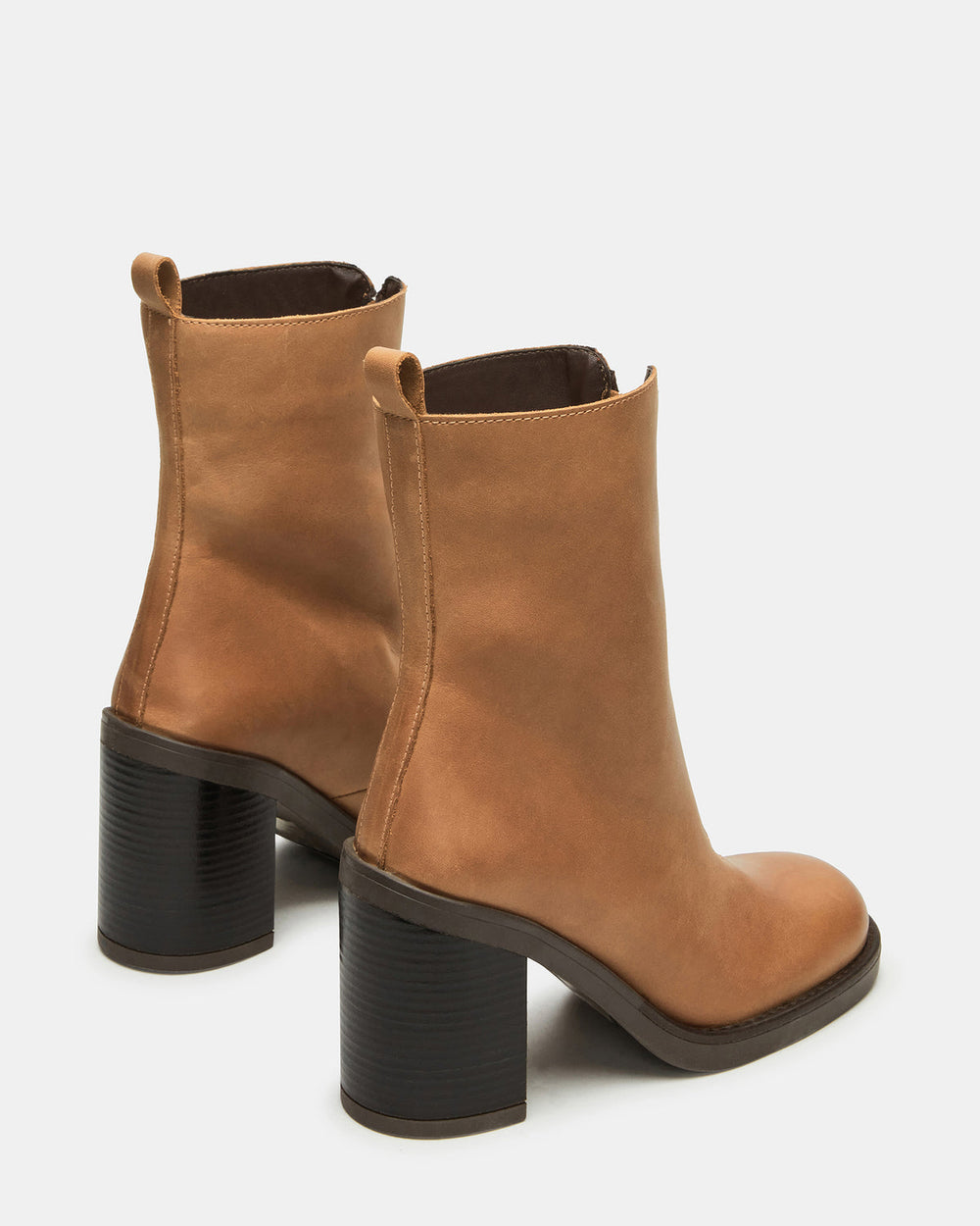 DECLAN Cognac Leather Block Heeled Ankle Boot | Women's Booties | Steve Madden near me